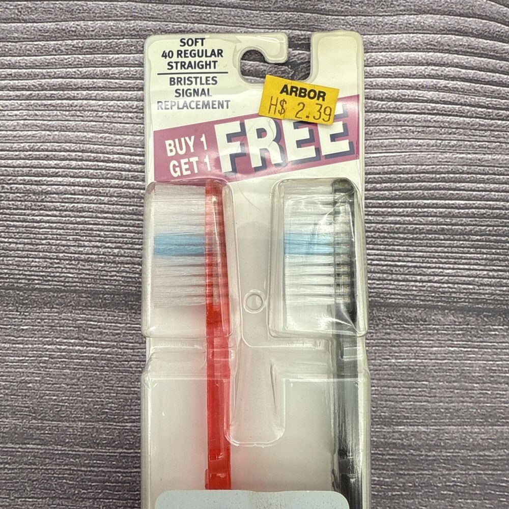 2 PACK VTG Oral-B 40 Toothbrush 1990s USA Indicator Soft Straight Bristles 4-ROW